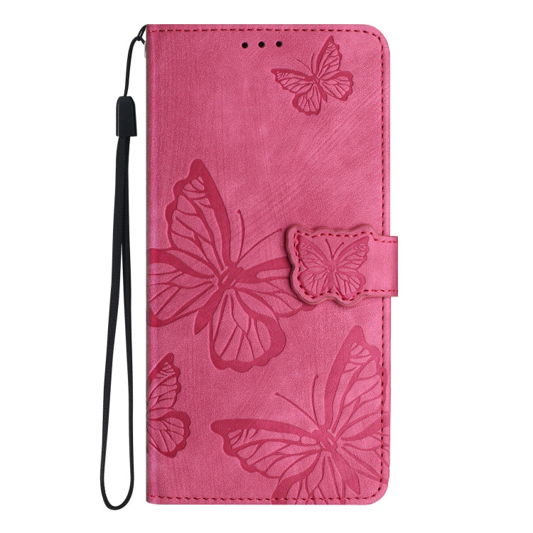 For Samsung Galaxy S25+ 5G Skin-feel Embossed Butterfly Leather Phone Case(Rose Red) - Galaxy S25+ 5G Cases by PMC Jewellery | Online Shopping South Africa | PMC Jewellery | Buy Now Pay Later Mobicred