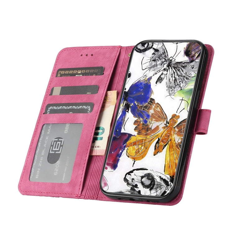 For Samsung Galaxy S25+ 5G Skin-feel Embossed Butterfly Leather Phone Case(Rose Red) - Galaxy S25+ 5G Cases by PMC Jewellery | Online Shopping South Africa | PMC Jewellery | Buy Now Pay Later Mobicred