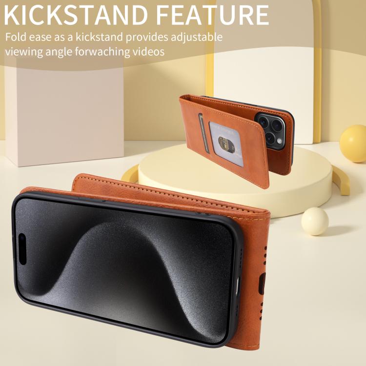 For iPhone 16e Magnetic Vertical Flip Leather Phone Case(Brown) - iPhone 16e Cases by PMC TechLife | Online Shopping South Africa | PMC TechLife | Buy Now Pay Later Mobicred