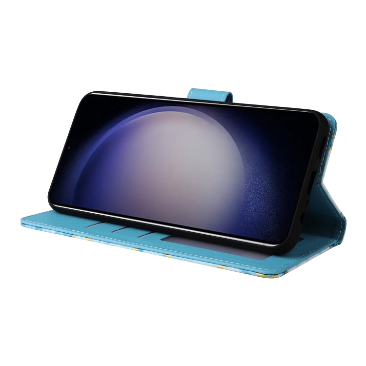 For Samsung Galaxy S25 5G Marble Bronzing Stitching Leather Phone Case(Blue) - Galaxy S25 5G Cases by PMC Jewellery | Online Shopping South Africa | PMC Jewellery | Buy Now Pay Later Mobicred