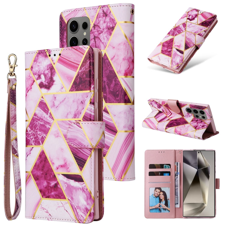 For Samsung Galaxy S25 Ultra 5G Marble Bronzing Stitching Leather Phone Case(Purple) - Galaxy S25 Ultra 5G Cases by PMC Jewellery | Online Shopping South Africa | PMC Jewellery | Buy Now Pay Later Mobicred