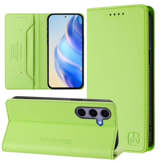 For Samsung Galaxy S24 / S25 5G RC01 Dual-Folded Magnetic Suction RFID Leather Phone Case(Grass Green) - Galaxy S25 5G Cases by PMC Jewellery | Online Shopping South Africa | PMC Jewellery | Buy Now Pay Later Mobicred