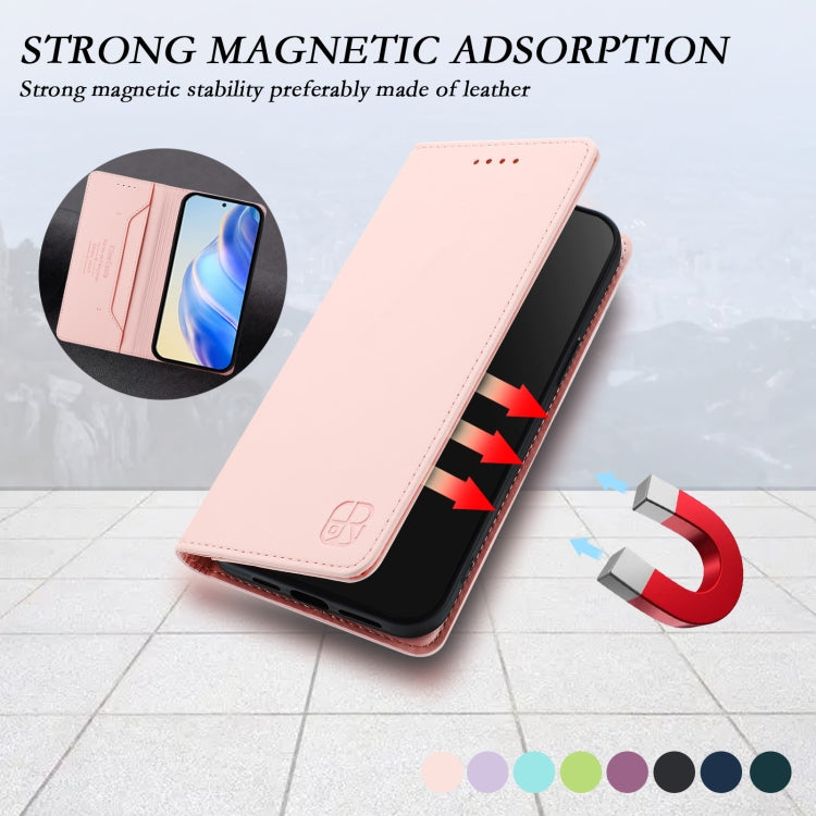 For Samsung Galaxy S24 / S25 5G RC01 Dual-Folded Magnetic Suction RFID Leather Phone Case(Pink) - Galaxy S25 5G Cases by PMC Jewellery | Online Shopping South Africa | PMC Jewellery | Buy Now Pay Later Mobicred