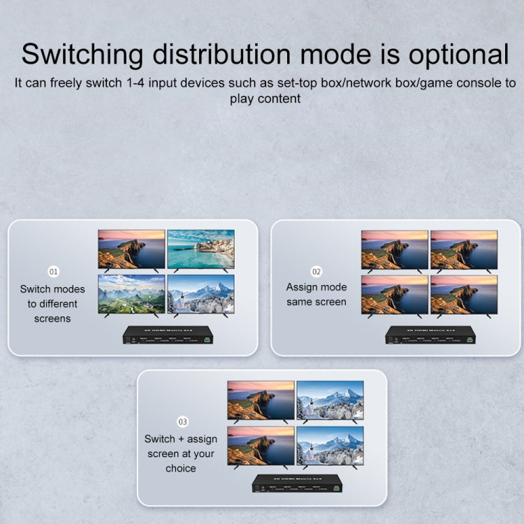 Measy MT4344 4K 30Hz 4 In 4 Out HDMI Matrix Switch Support Seamless Switching, EU Plug(Black) - free shipping - PMC TechLife - Order now!