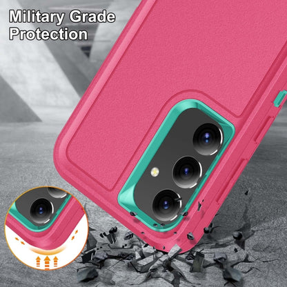 For Samsung Galaxy S24 / S25 5G Rugged PC Hybrid Silicone Phone Case with Holder(Rose Red+Light Green) - Galaxy S25 5G Cases by PMC Jewellery | Online Shopping South Africa | PMC Jewellery | Buy Now Pay Later Mobicred