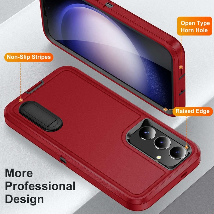 For Samsung Galaxy S24 / S25 5G Rugged PC Hybrid Silicone Phone Case with Holder(Red+Black) - Galaxy S25 5G Cases by PMC Jewellery | Online Shopping South Africa | PMC Jewellery | Buy Now Pay Later Mobicred