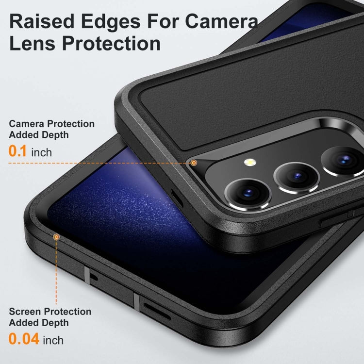 For Samsung Galaxy S24+ / S25+ 5G Rugged PC Hybrid Silicone Phone Case with Holder(Black) - Galaxy S25+ 5G Cases by PMC Jewellery | Online Shopping South Africa | PMC Jewellery | Buy Now Pay Later Mobicred