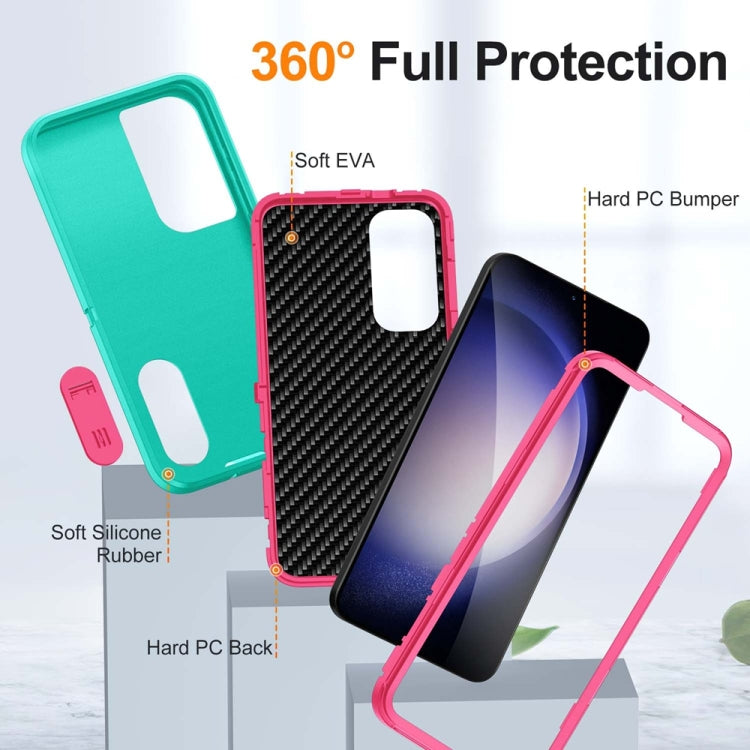 For Samsung Galaxy S24+ / S25+ 5G Rugged PC Hybrid Silicone Phone Case with Holder(Light Green+Rose Red) - Galaxy S25+ 5G Cases by PMC Jewellery | Online Shopping South Africa | PMC Jewellery | Buy Now Pay Later Mobicred