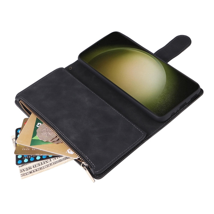 For Samsung Galaxy S25+ 5G Multifunctional Frosted Zipper Wallet Leather Phone Case(Black) - Galaxy S25+ 5G Cases by PMC Jewellery | Online Shopping South Africa | PMC Jewellery | Buy Now Pay Later Mobicred