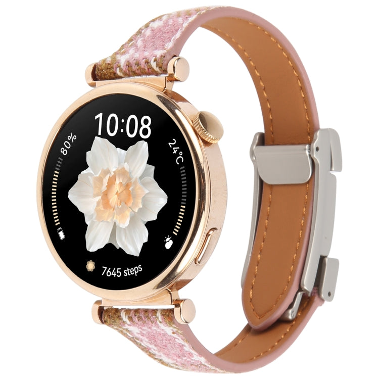 18mm Universal Slim Magnetic Buckle Napped Fabric Leather Watch Band(Pink) - 18mm Bands by PMc TechLife | Online Shopping South Africa | PMc TechLife | Buy Now Pay Later Mobicred