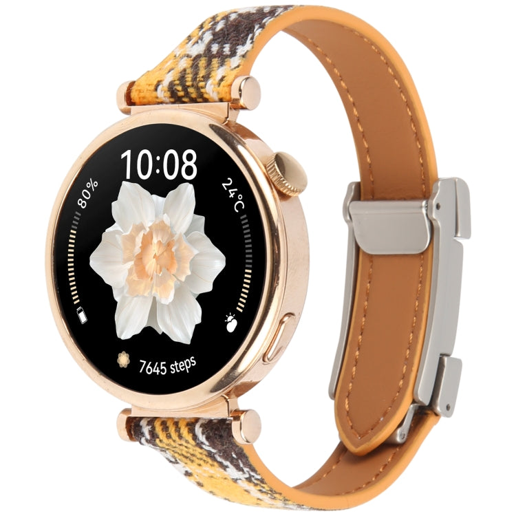 22mm Universal Slim Magnetic Buckle Napped Fabric Leather Watch Band(Yellow) - 22mm Bands by PMc TechLife | Online Shopping South Africa | PMc TechLife | Buy Now Pay Later Mobicred