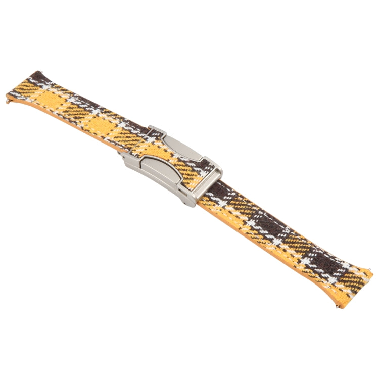 22mm Universal Slim Magnetic Buckle Napped Fabric Leather Watch Band(Yellow) - 22mm Bands by PMc TechLife | Online Shopping South Africa | PMc TechLife | Buy Now Pay Later Mobicred