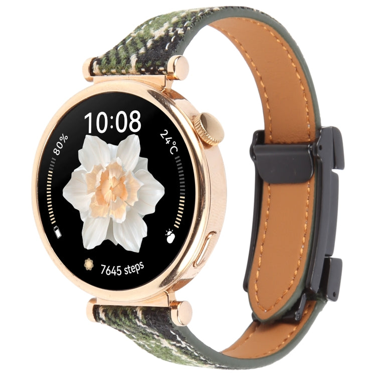 22mm Universal Slim Magnetic Buckle Napped Fabric Leather Watch Band(Green) - free shipping - PMc TechLife - Order now!