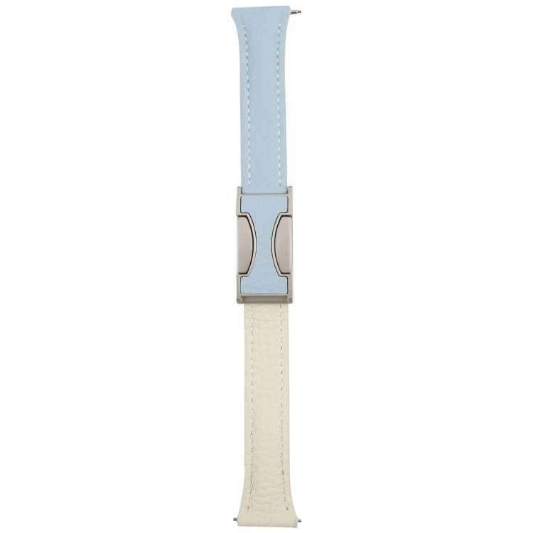 20mm Universal Slim Magnetic Buckle Genuine Leather Watch Band(Blue Beige) - free shipping - PMc TechLife - Order now!