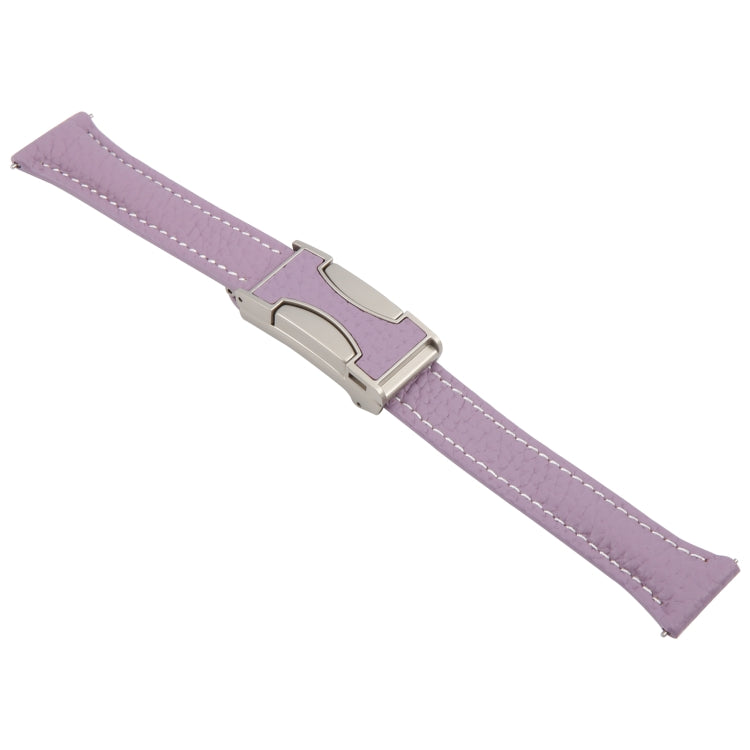 20mm Universal Slim Magnetic Buckle Genuine Leather Watch Band(Purple) - free shipping - PMc TechLife - Order now!