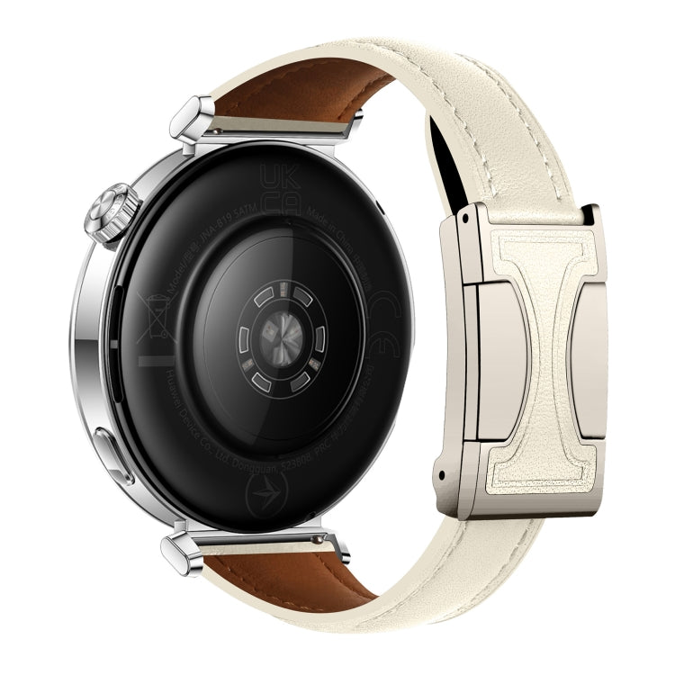 20mm Universal Slim Magnetic Buckle Genuine Leather Watch Band(Plain Weave Beige) - free shipping - PMc TechLife - Order now!