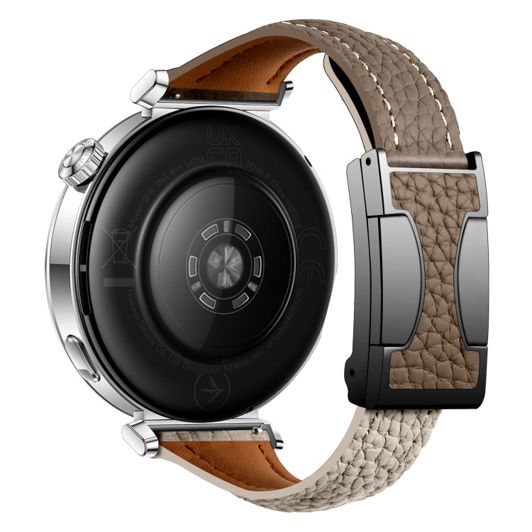 22mm Universal Slim Magnetic Buckle Genuine Leather Watch Band(Dark Brown Light Grey) - 22mm Bands by PMc TechLife | Online Shopping South Africa | PMc TechLife | Buy Now Pay Later Mobicred