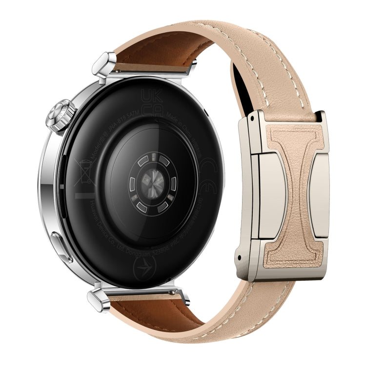 22mm Universal Slim Magnetic Buckle Genuine Leather Watch Band(Plain Weave Apricot) - free shipping - PMc TechLife - Order now!