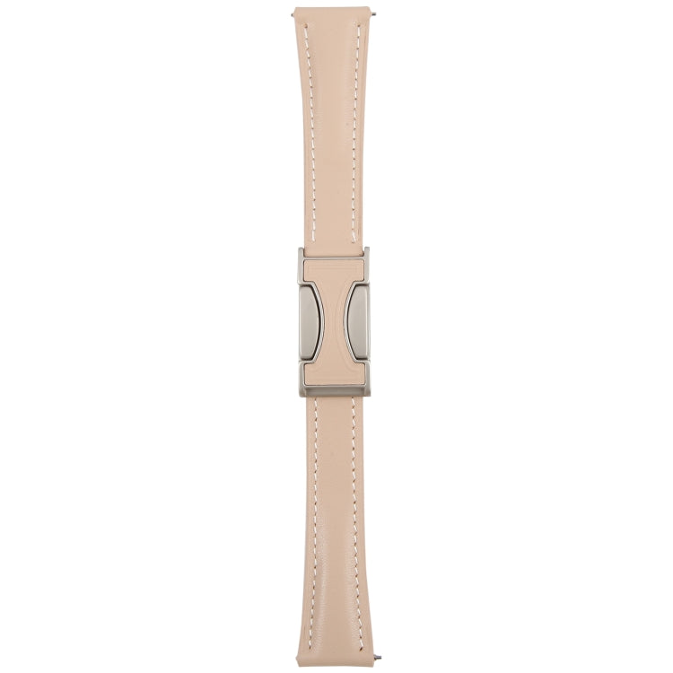 22mm Universal Slim Magnetic Buckle Genuine Leather Watch Band(Plain Weave Apricot) - free shipping - PMc TechLife - Order now!
