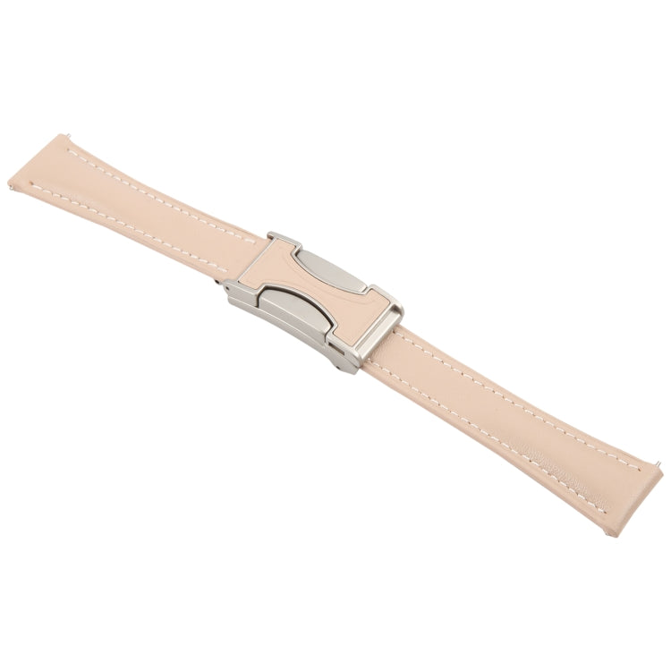 22mm Universal Slim Magnetic Buckle Genuine Leather Watch Band(Plain Weave Apricot) - free shipping - PMc TechLife - Order now!