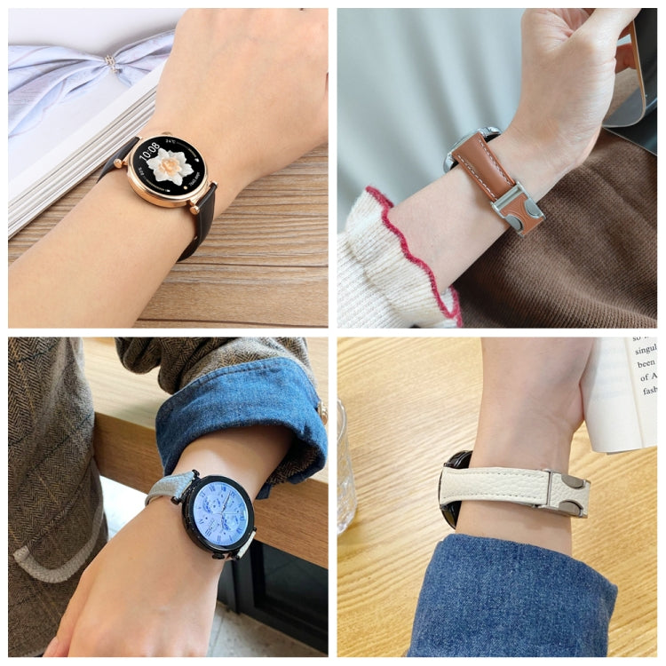 22mm Universal Slim Magnetic Buckle Genuine Leather Watch Band(Plain Weave Grey) - free shipping - PMc TechLife - Order now!