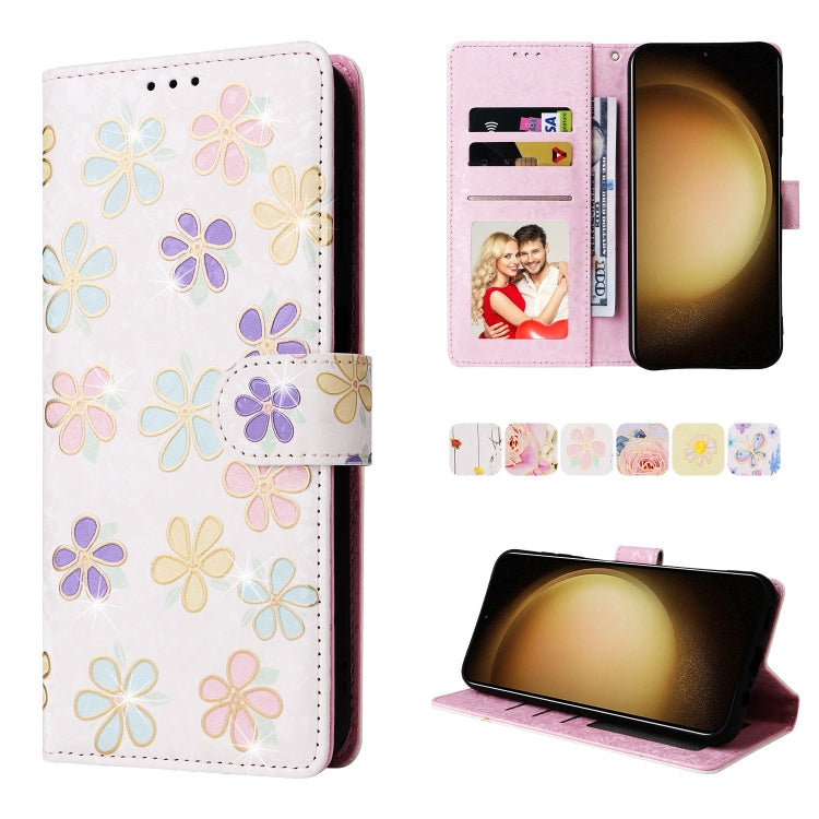 For Samsung Galaxy S25+ 5G Bronzing Painting RFID Leather Phone Case(Bloosoming Flower) - Galaxy S25+ 5G Cases by PMC Jewellery | Online Shopping South Africa | PMC Jewellery | Buy Now Pay Later Mobicred