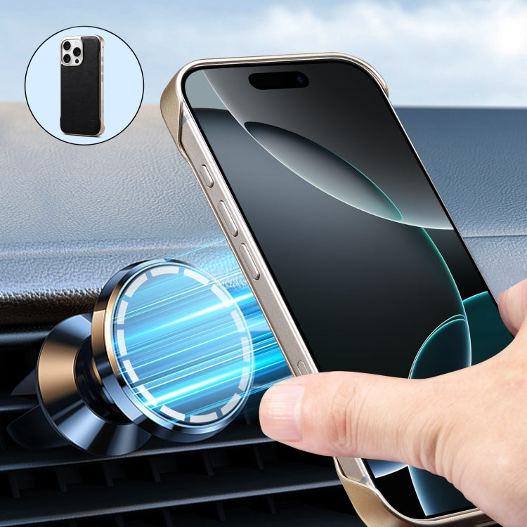 For iPhone 16 Plus Denior MagSafe Genuine Leather Calf Texture  Phone Case(Black) - free shipping - PMC Jewellery - Order now!