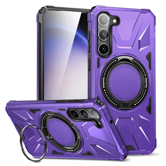 For Samsung Galaxy S25 5G MagSafe Magnetic Shockproof Phone Case with Ring Holder(Purple) - Galaxy S25 5G Cases by PMC Jewellery | Online Shopping South Africa | PMC Jewellery | Buy Now Pay Later Mobicred