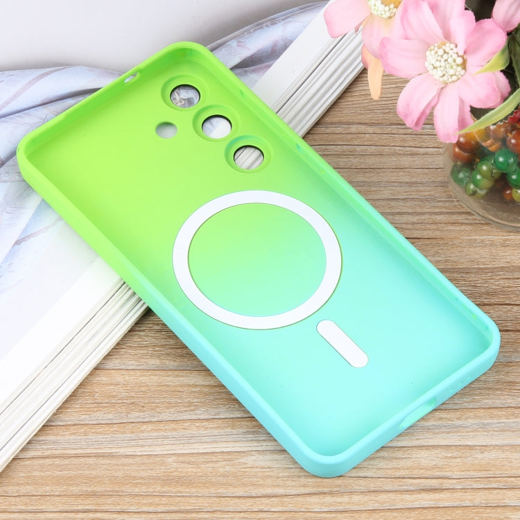 For Samsung Galaxy S25 5G Liquid TPU Silicone Gradient MagSafe Phone Case(Cyan Blue) - Galaxy S25 5G Cases by PMC TechLife | Online Shopping South Africa | PMC TechLife | Buy Now Pay Later Mobicred
