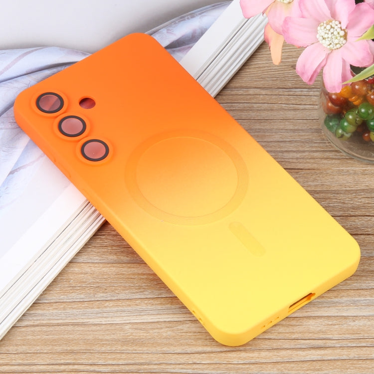 For Samsung Galaxy S25+ 5G Liquid TPU Silicone Gradient MagSafe Phone Case(Orange Yellow) - Galaxy S25+ 5G Cases by PMC TechLife | Online Shopping South Africa | PMC TechLife | Buy Now Pay Later Mobicred