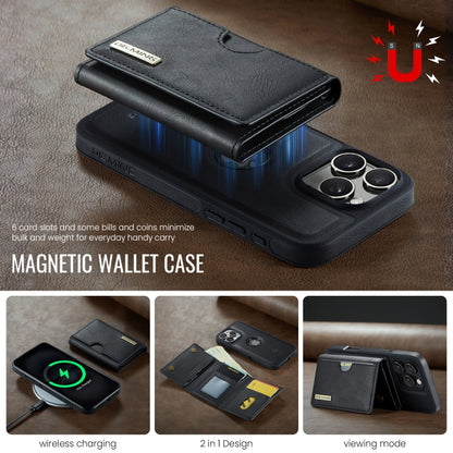 For iPhone 16 Pro DG.MING M6 Series RFID Tri-fold Card Bag Removable Leather Phone Case(Black) - iPhone 16 Pro Cases by DG.MING | Online Shopping South Africa | PMC Jewellery | Buy Now Pay Later Mobicred