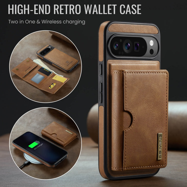 For Google Pixel 9 Pro XL DG.MING M6 Series RFID Tri-fold Card Bag Removable Leather Phone Case(Brown) - Google Cases by DG.MING | Online Shopping South Africa | PMC TechLife | Buy Now Pay Later Mobicred