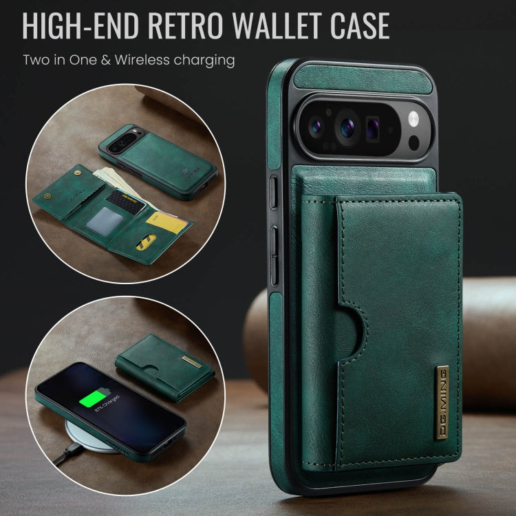 For Google Pixel 9 Pro XL DG.MING M6 Series RFID Tri-fold Card Bag Removable Leather Phone Case(Green) - Google Cases by DG.MING | Online Shopping South Africa | PMC TechLife | Buy Now Pay Later Mobicred