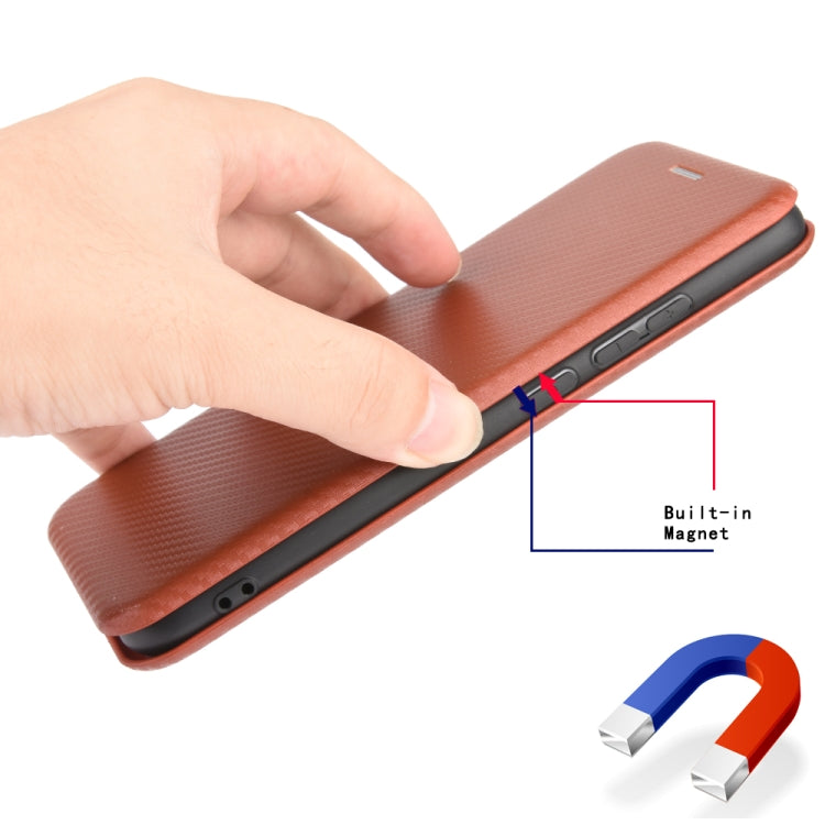 For Blackview A80 Carbon Fiber Texture Horizontal Flip TPU + PC + PU Leather Case with Card Slot(Brown) - More Brand by PMC TechLife | Online Shopping South Africa | PMC TechLife | Buy Now Pay Later Mobicred