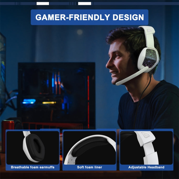 KOTION EACH G6000 On-Ear Gaming Headset with Mic, Length: About 2.1m(Black White) - Multimedia Headset by KOTION EACH | Online Shopping South Africa | PMC TechLife | Buy Now Pay Later Mobicred