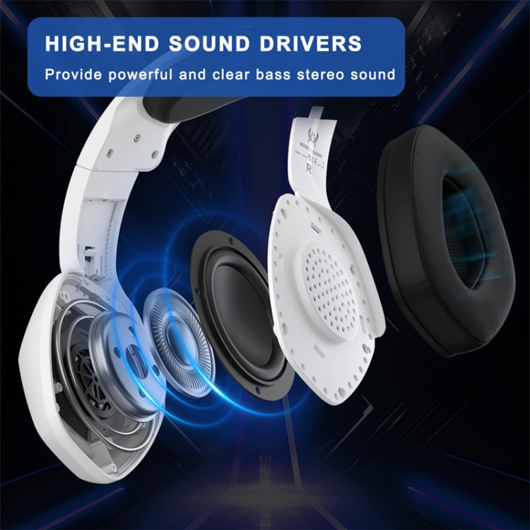 KOTION EACH G6000 On-Ear Gaming Headset with Mic, Length: About 2.1m(Black White) - Multimedia Headset by KOTION EACH | Online Shopping South Africa | PMC TechLife | Buy Now Pay Later Mobicred