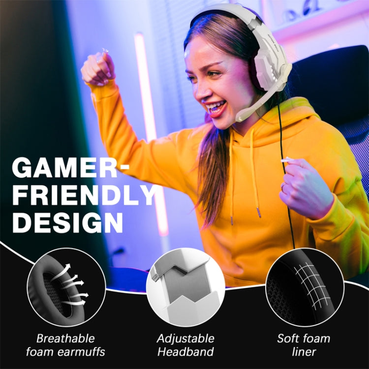 KOTION EACH G9000 Pro On-Ear Gaming Headset with Mic, Cable Length: About 2.1m(Black White) - Multimedia Headset by KOTION EACH | Online Shopping South Africa | PMC TechLife | Buy Now Pay Later Mobicred