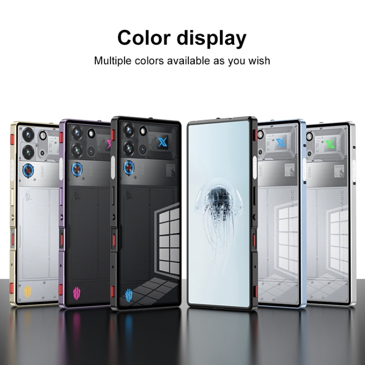 For ZTE nubia Red Magic 10 Pro / 10 Pro+ Snap Buckle Metal Frame Glass Back Panel Phone Case(Gold) - free shipping - PMC TechLife - Order now!
