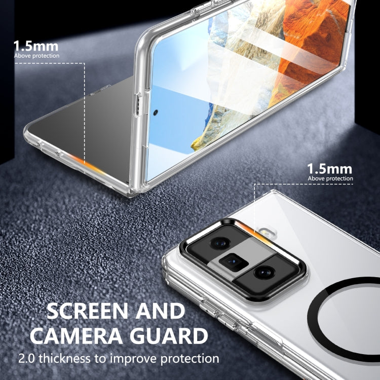 For Honor Magic Vs3 lce Folding Series MagSafe Integrated Clear PC Phone Case(Black) - Honor Cases by PMC TechLife | Online Shopping South Africa | PMC TechLife | Buy Now Pay Later Mobicred