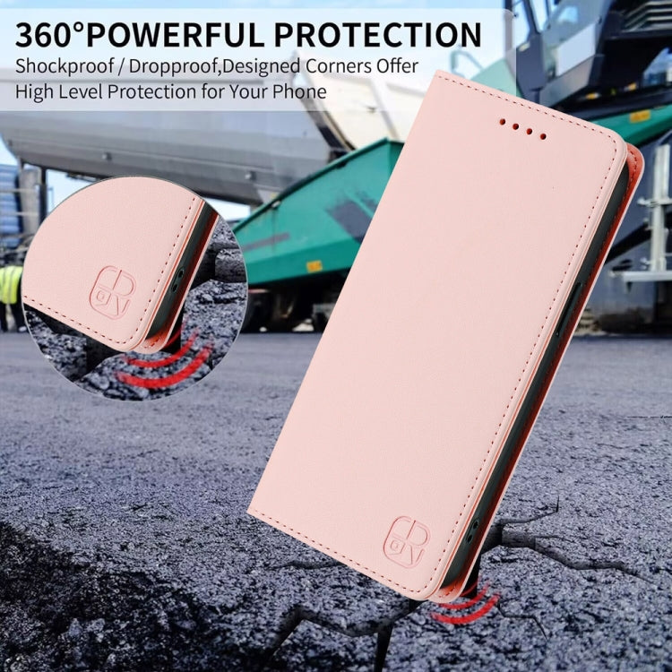 For Honor Magic6 Pro Global RC01 Dual-Folded Magnetic Suction RFID Leather Phone Case(Pink) - Honor Cases by PMC Jewellery | Online Shopping South Africa | PMC Jewellery | Buy Now Pay Later Mobicred