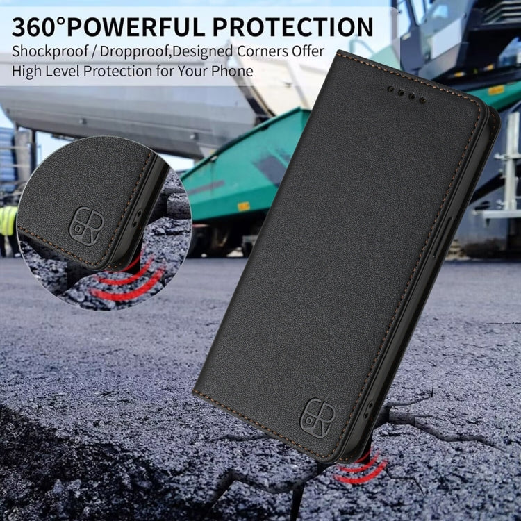 For Huawei Pura 70 RC01 Dual-Folded Magnetic Suction RFID Leather Phone Case(Black) - Huawei Cases by PMC Jewellery | Online Shopping South Africa | PMC Jewellery | Buy Now Pay Later Mobicred