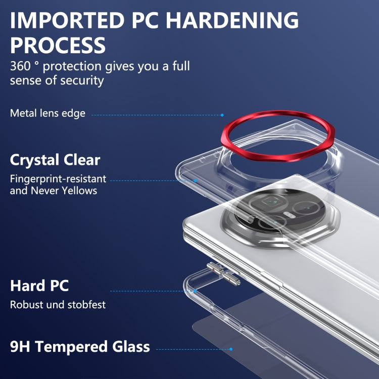 For Honor Magic V3 lce Folding Series Integrated Clear PC Phone Case(Red) - Honor Cases by PMC TechLife | Online Shopping South Africa | PMC TechLife | Buy Now Pay Later Mobicred