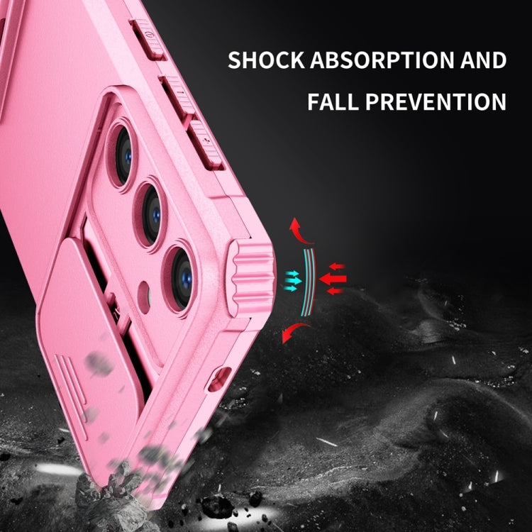 For Samsung Galaxy S25 5G Stereoscopic Holder Sliding Camshield Phone Case(Pink) - Galaxy S25 5G Cases by PMC Jewellery | Online Shopping South Africa | PMC Jewellery | Buy Now Pay Later Mobicred