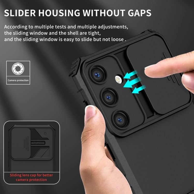 For Samsung Galaxy S25 5G Stereoscopic Holder Sliding Camshield Phone Case(Black) - Galaxy S25 5G Cases by PMC Jewellery | Online Shopping South Africa | PMC Jewellery | Buy Now Pay Later Mobicred
