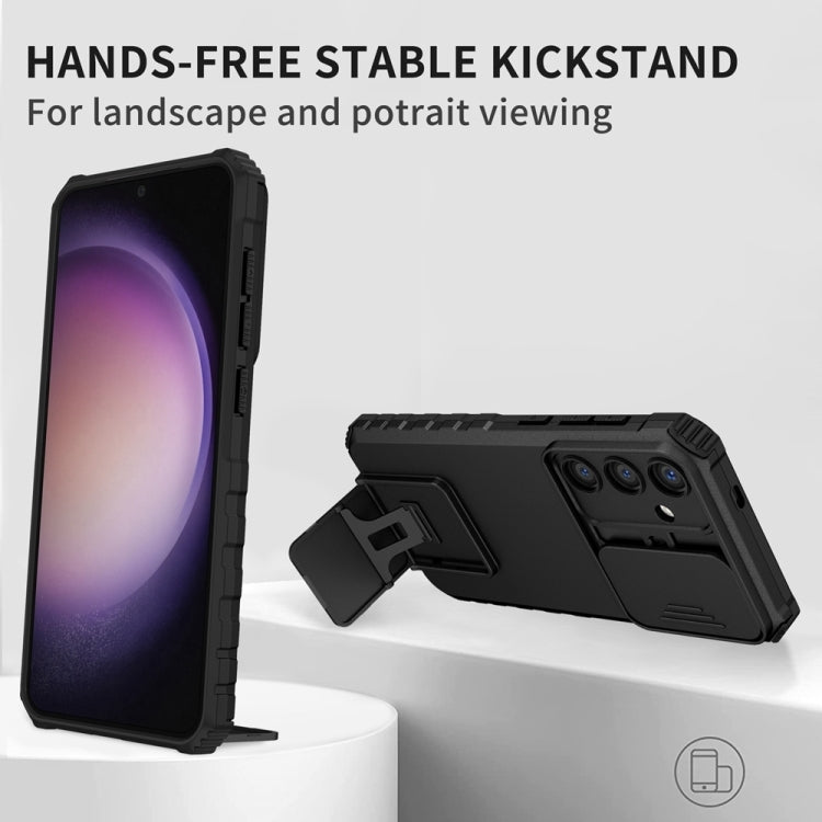 For Samsung Galaxy S25 5G Stereoscopic Holder Sliding Camshield Phone Case(Black) - Galaxy S25 5G Cases by PMC Jewellery | Online Shopping South Africa | PMC Jewellery | Buy Now Pay Later Mobicred