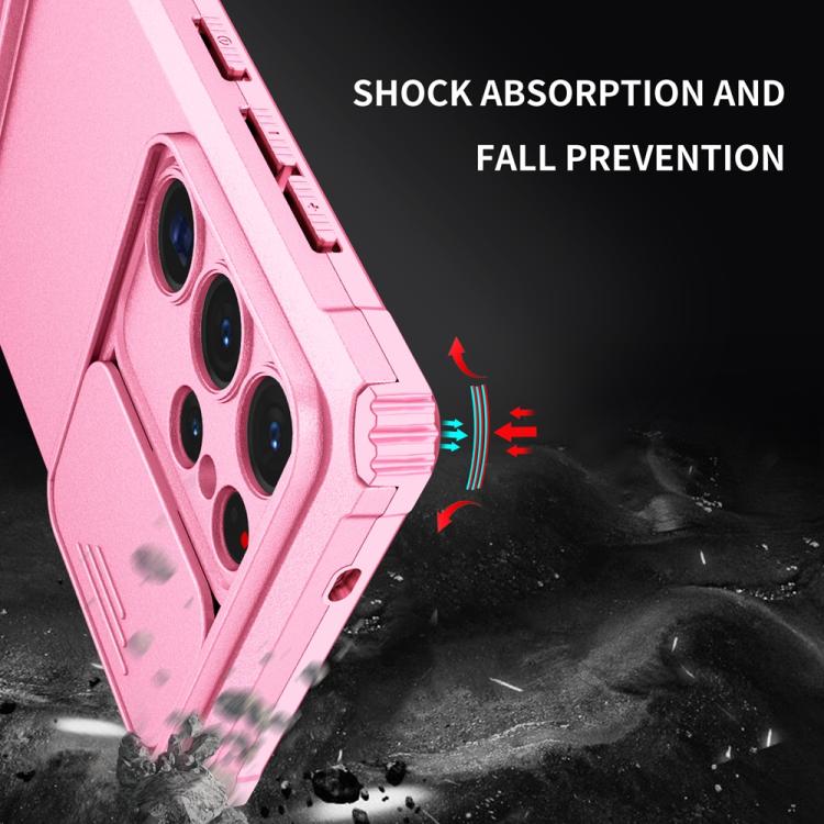 For Samsung Galaxy S25 Ultra 5G Stereoscopic Holder Sliding Camshield Phone Case(Pink) - Galaxy S25 Ultra 5G Cases by PMC Jewellery | Online Shopping South Africa | PMC Jewellery | Buy Now Pay Later Mobicred