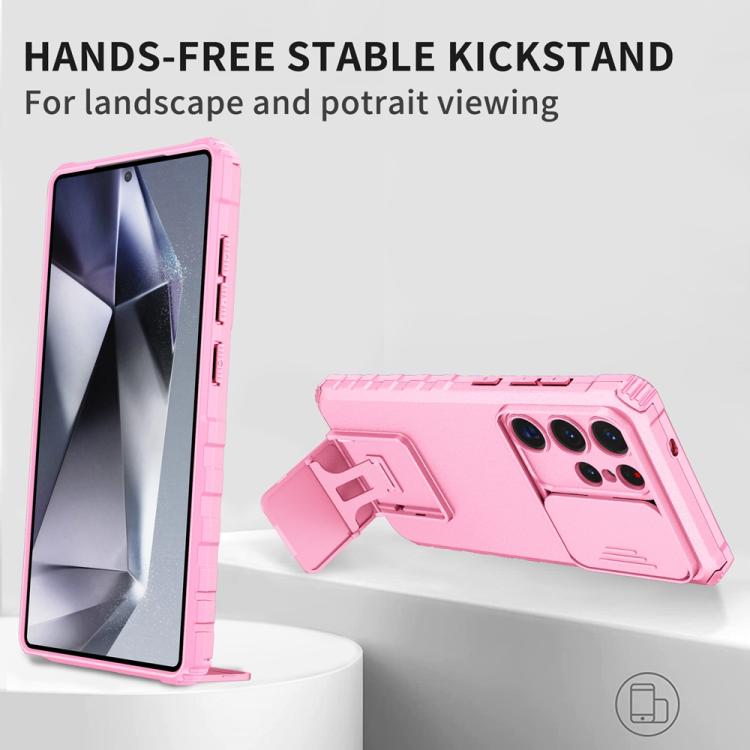 For Samsung Galaxy S25 Ultra 5G Stereoscopic Holder Sliding Camshield Phone Case(Pink) - Galaxy S25 Ultra 5G Cases by PMC Jewellery | Online Shopping South Africa | PMC Jewellery | Buy Now Pay Later Mobicred