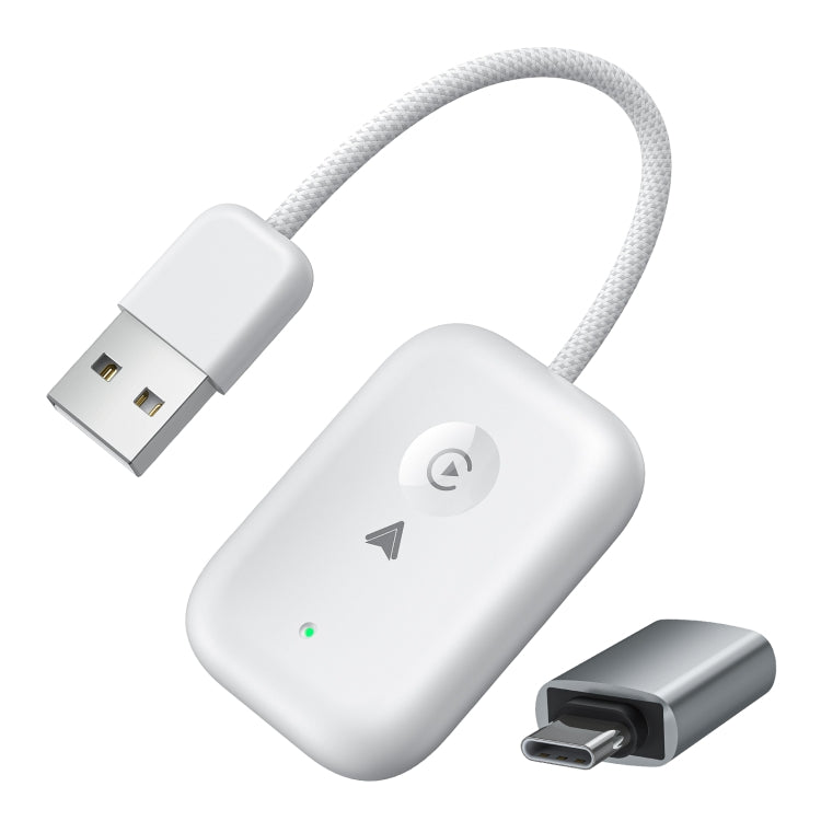 2 in 1 Apple CarPlay / Android Auto USB, Type-C Dual Ports Wired to Wireless CarPlay Adapter(White) - Bluetooth Adapters by PMC TechLife | Online Shopping South Africa | PMC TechLife | Buy Now Pay Later Mobicred