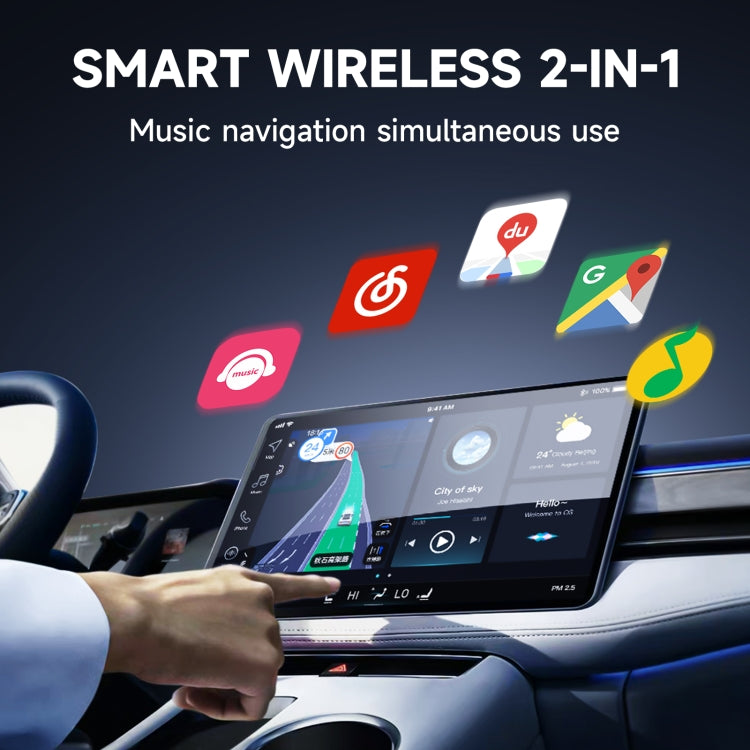 2 in 1 Apple CarPlay / Android Auto USB, Type-C Dual Ports Wired to Wireless CarPlay Adapter(White) - Bluetooth Adapters by PMC TechLife | Online Shopping South Africa | PMC TechLife | Buy Now Pay Later Mobicred