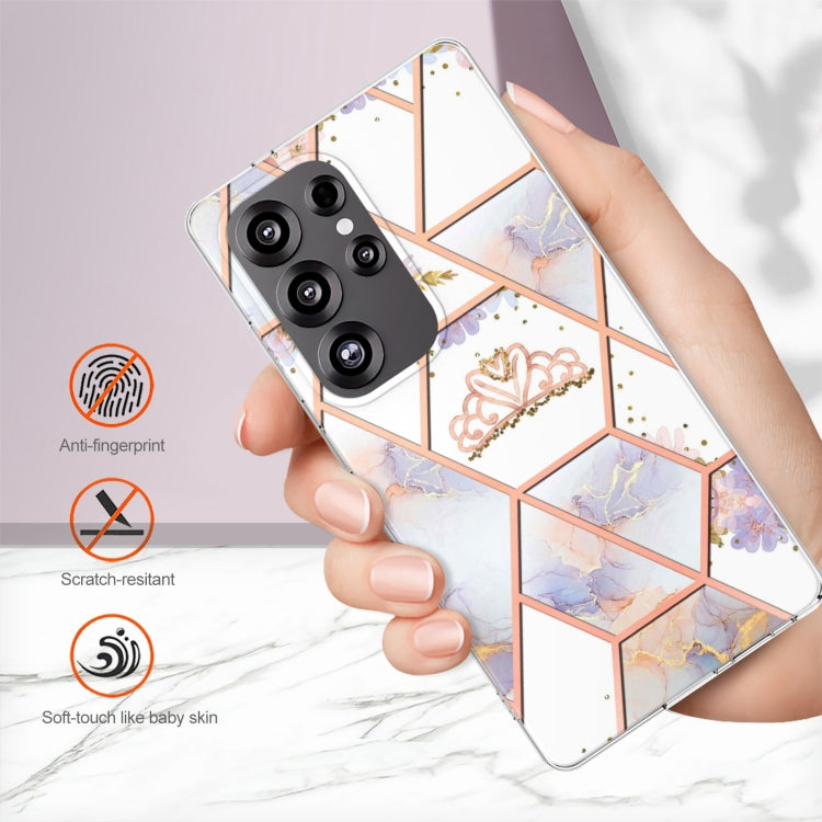 For Samsung Galaxy S25 Ultra 5G Splicing Marble Flower IMD TPU Phone Case(Crown) - Galaxy S25 Ultra 5G Cases by PMC TechLife | Online Shopping South Africa | PMC TechLife | Buy Now Pay Later Mobicred